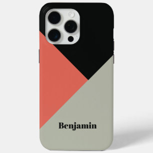 Coque iPhone 15 Pro Max Blocs de couleur tendance moderne nom personnalisé