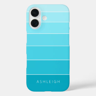 Coques iPhone 16 Blocs de couleurs bleu Nom monochromatique