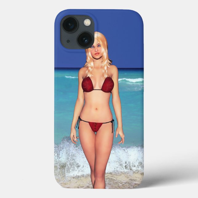 Coques Case-Mate iPhone Blonde Bikini Beach Babe (Verso)