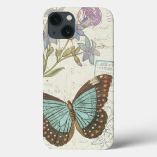 iPhone 13 Coque Blue and Brown Butterfly