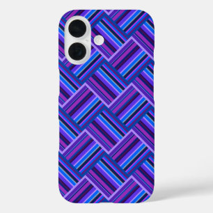 Coques iPhone 16 Blue and purple stripes weave