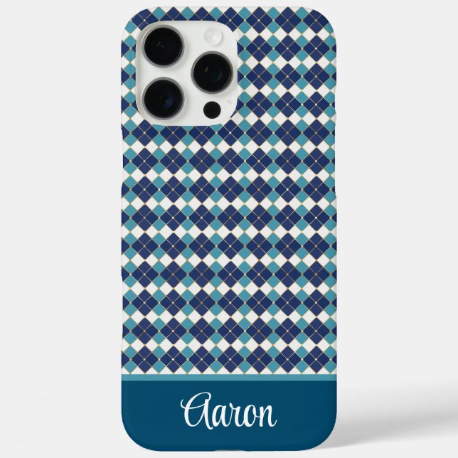 Coques Case-Mate iPhone Blue Argyle Personalize  (Verso)