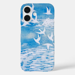 Coques iPhone 16 Blue Coast Birds Moderne Aquarelle Art