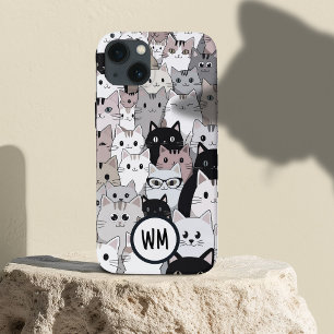 Case-Mate iPhone Case Blue Cute chaud trop de chats Nom personnalisé