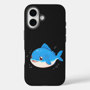 Coques iPhone 16 Blue Fish Drawing
