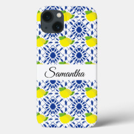 Case-Mate iPhone Case Blue Geometric Lemon Tile