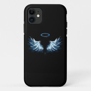 Case-Mate iPhone Case Blue Glowing Angel Wings on black background