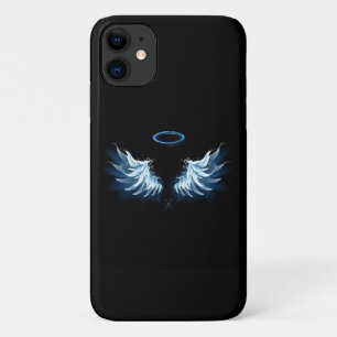 Case-Mate iPhone Case Blue Glowing Angel Wings on black background