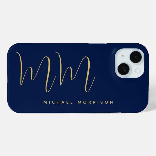 Coques Case-Mate iPhone Blue Gold Colours Professionnel Lettres initiales  (Verso (horizontal))