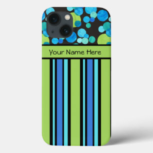 Case-Mate iPhone Case Blue Green Black Quirky Motif et raypes