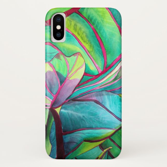 Coques Case-Mate iPhone Blue Hawaii Tropical leaf folios art (Dos)