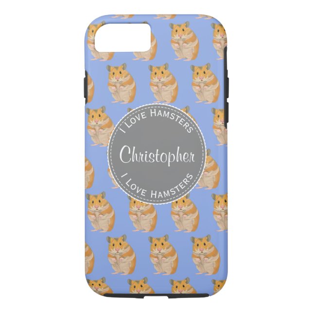 Coques Case-Mate iPhone Blue I love Hamsters Hamster Motif (Dos)