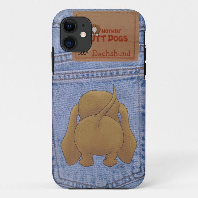 Coques Case-Mate iPhone Blue Jean Dachshund Butt (Dos)