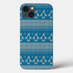 iPhone 13 Case Blue Knitted Background