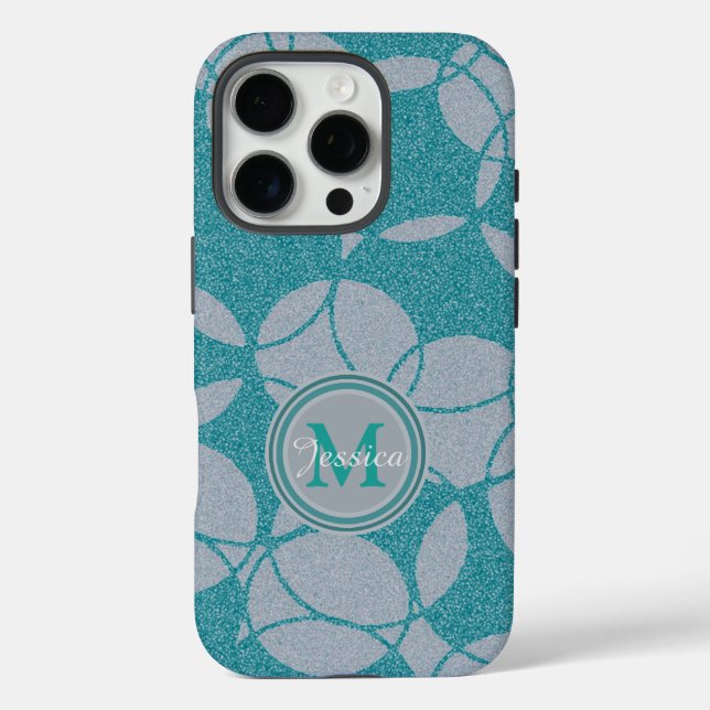 Coques Case-Mate iPhone Blue Modern Cercles Abstrait Motif Personnalisé (Verso)