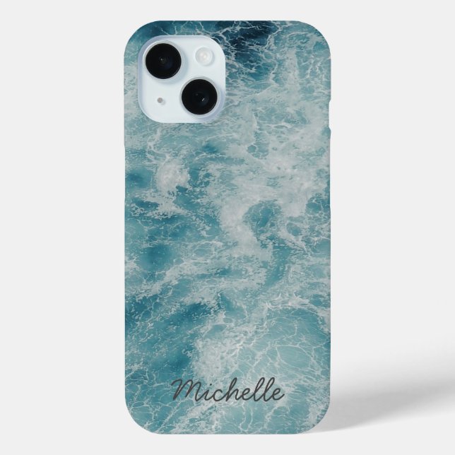 Coques Case-Mate iPhone Blue Ocean Summer Beach Waves Nom personnalisé (Verso)