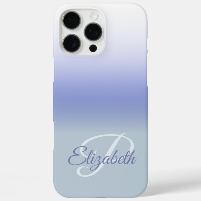 Coques Case-Mate iPhone Blue Pastel Ombre Premier Monogramme Nom personnal (Verso)
