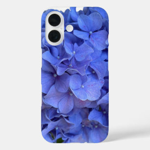 Coques iPhone 16 Blue periwinkel élégantes hydrangées florales