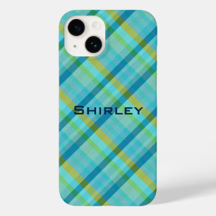 Coque Pour iPhone 14 Blue Plaid par Shirley Taylor