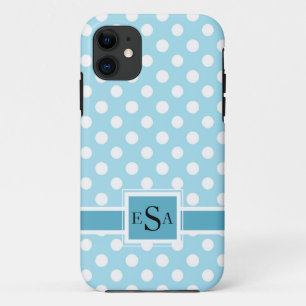 Case-Mate iPhone Case Blue Polkadot Monogramme mignon Moderne