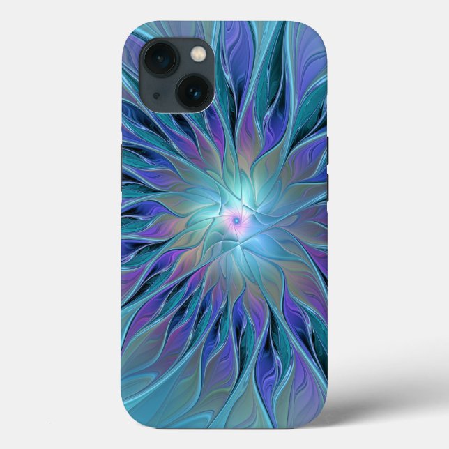 Coques Case-Mate iPhone Blue Purple Flower Dream Abstrait Fractal Art (Verso)