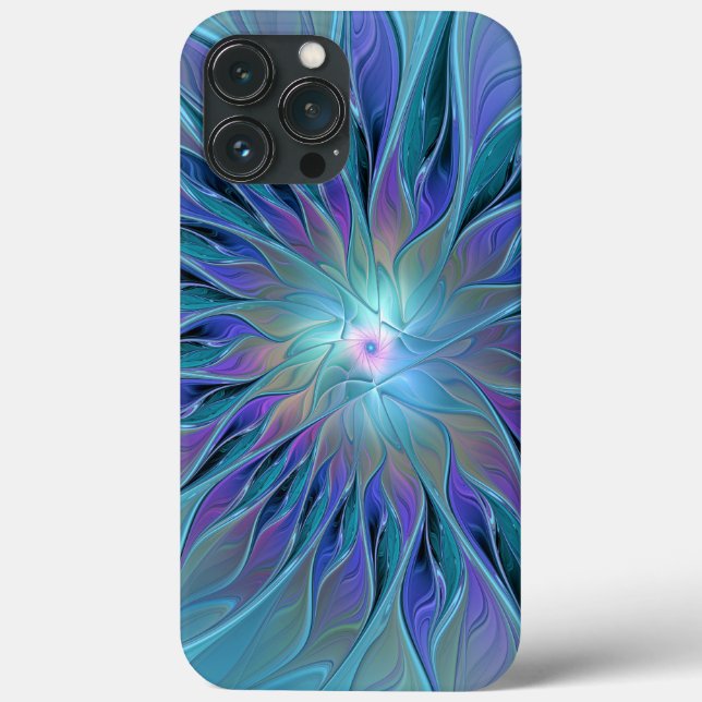 Coques Case-Mate iPhone Blue Purple Flower Dream Abstrait Fractal Art (Verso)
