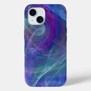 Coque Pour iPhone 15 Blue Purple Turquoise Airy Abstraction