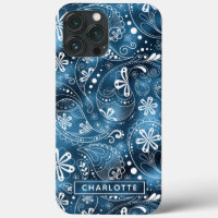 Blue Shimmer Modern Girl Paisley Personnalisé