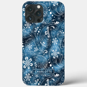 Case-Mate iPhone Case Blue Shimmer Modern Girl Paisley Personnalisé