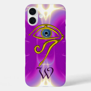Coques iPhone 16 Plus BLUE TALISMAN MONOGRAM rose Fuchsia violet