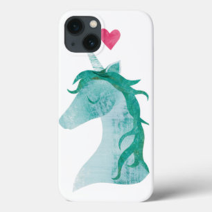 Coques Pour iPhone Blue Unicorn Magic with Heart