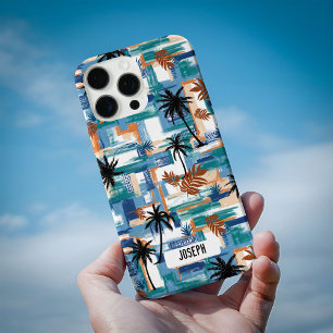 Coques iPhone 16 Pro Blue White moderne Hawaii Island Tropical Custom