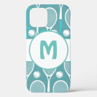Blue & White Tennis Rackets Balls Joueur Nom migno