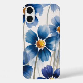 Coques iPhone 16 Plus Blue Wildflowers Watercolor Phone Case