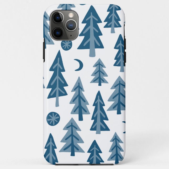 Coques Case-Mate iPhone Blue Winter Forest Moon Stars Motif (Dos)