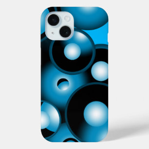 Coque Pour iPhone 15 Blues Cercle Concentré Orbital Art Abstrait