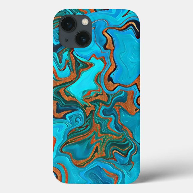 Coques Case-Mate iPhone Blues Golds et Greens Liquid Abstrait (Verso)
