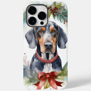 Coque Pour Pour iPhone 14 Pro Max Bluetick Coonhound Christmas Wreath Festive Pup