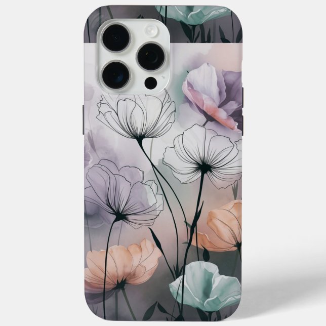 Coques Case-Mate iPhone Blush and Bloom : Fleurs d'encre pastel (Verso)