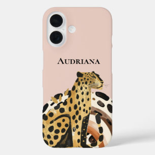 Coques iPhone 16 Blush Gold Leopard