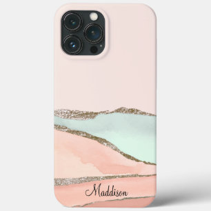 Case-Mate iPhone Case Blush Rose Turquoise Pailleté Ombré Marbre Monogra
