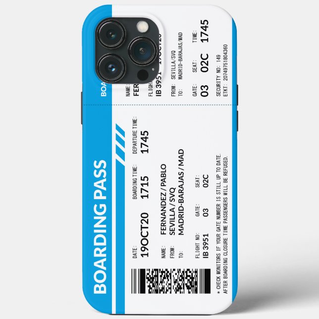 Coques Case-Mate iPhone Boarding Pass (blue) (Verso)