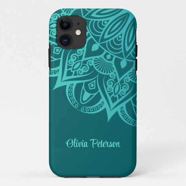 Coques Case-Mate iPhone Boho Chic Mandala Turquoise et Turquoise (Dos)