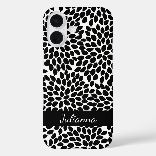 Coques Case-Mate iPhone Boho Chic noir et blanc Abstrait motif floral (Verso)