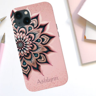 Case-Mate iPhone Case Boho Chic Personnalisé Floral Mandala Rose Gold