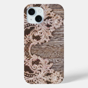 Coque Pour iPhone 15 boho chic Rustique Western Country Grange dentelle