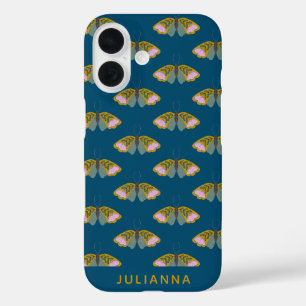 Coques iPhone 16 Boho Floral Butterfly Illustration personnalisée