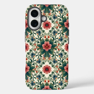 Coques iPhone 16 Boho Flower Magic - dans les tons vert et rose