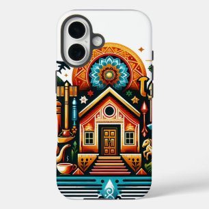 Coques iPhone 16 Boho Folk Art Dream Home Illustration pour iPhone