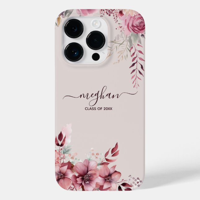 Coques Case-Mate iPhone Boho Poussière Rose Aquarelle Fleur Graduation per (Verso)